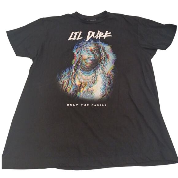 Lil Durk Only The Family T-Shirt Mens L Black Graphic Rap Tee Hip Hop Rapper - Picture 1 of 5